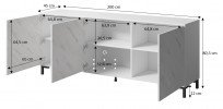 VIKTOR - 200cm Modern Skänk i Vit Marmor