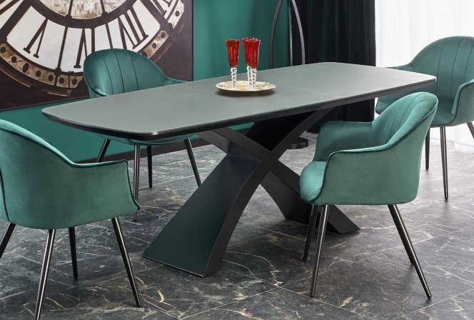 SILVESTRO extendable table top - dark gray, leg - black