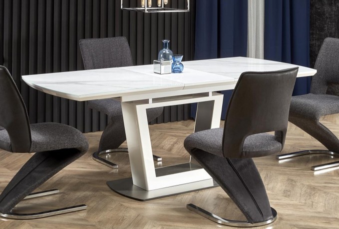 BLANCO extending table top - white marble / white, leg - white