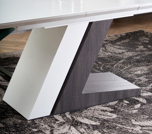 MORRIS - 130-175 CM - FÖRLÄNGNINGBART MATBORD I VIT OCH MÖRKGRÅ