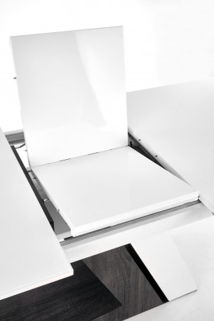 MORRIS - 130-175 CM - FÖRLÄNGNINGBART MATBORD I VIT OCH MÖRKGRÅ