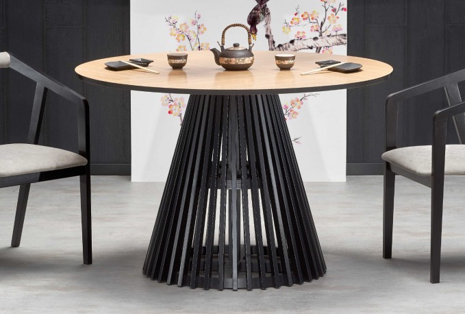 MIYAKI table top - natural oak, leg - black