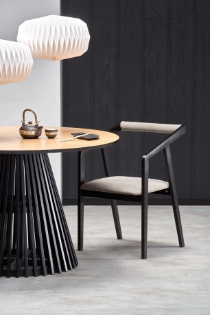 MIYAKI table top - natural oak, leg - black