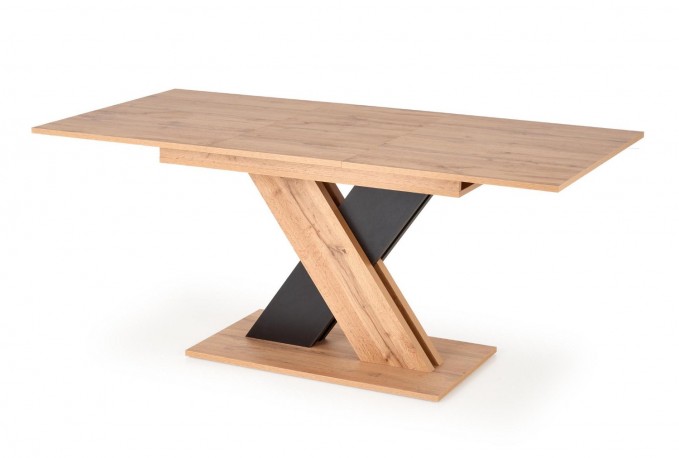 HAREL - 130-175 CM - FÖRLÄNGNINGBART MATBORD I EK OCH SVART