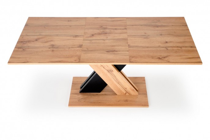 HAREL - 130-175 CM - FÖRLÄNGNINGBART MATBORD I EK OCH SVART