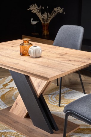 HAREL - 130-175 CM - FÖRLÄNGNINGBART MATBORD I EK OCH SVART