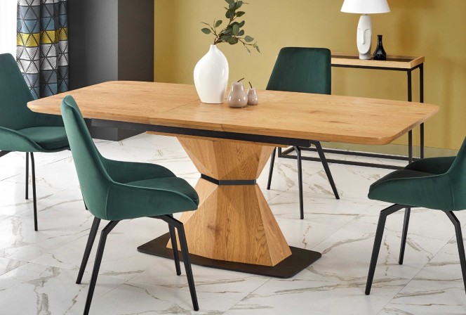 DIAMOND extendable table, top - golden oak, leg - golden oak