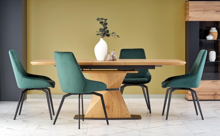 DIAMOND extendable table, top - golden oak, leg - golden oak