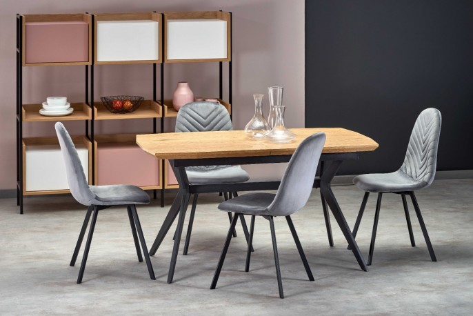 GUSTAVO extending table top - golden oak, legs - black