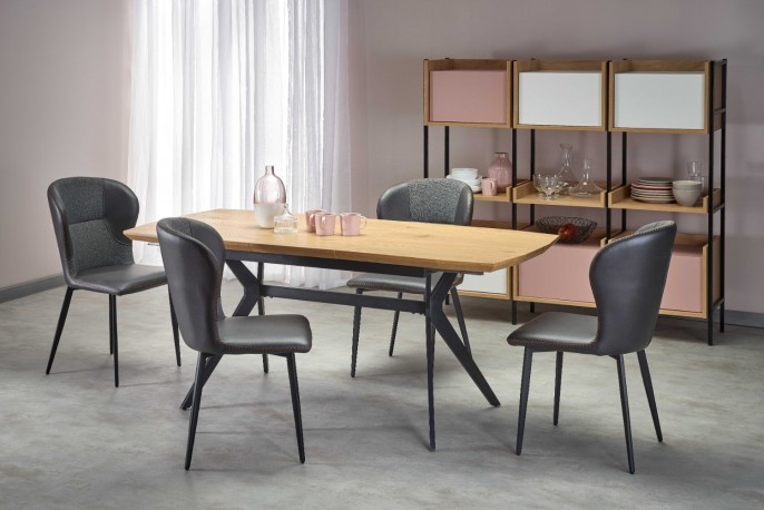 GUSTAVO extending table top - golden oak, legs - black