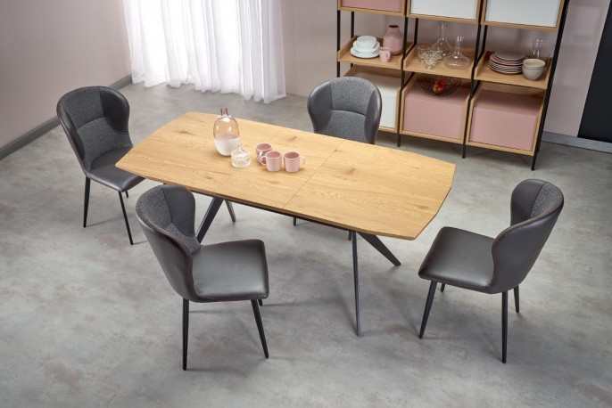 GUSTAVO extending table top - golden oak, legs - black