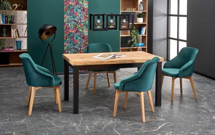 TIAGO extending table 140-220 / 80 top: craft oak, legs: black