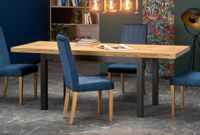 TIAGO extending table 140-220 / 80 top: craft oak, legs: black