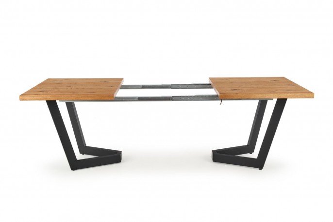 MASSIVE extending table 160-250x90x77 cm light oak / black