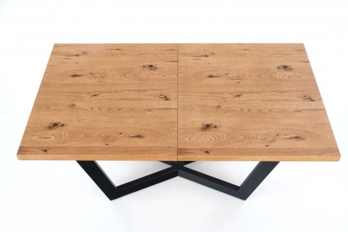 MASSIVE extending table 160-250x90x77 cm light oak / black