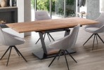 URBANO extendable table, top - golden oak, leg - black / golden oak