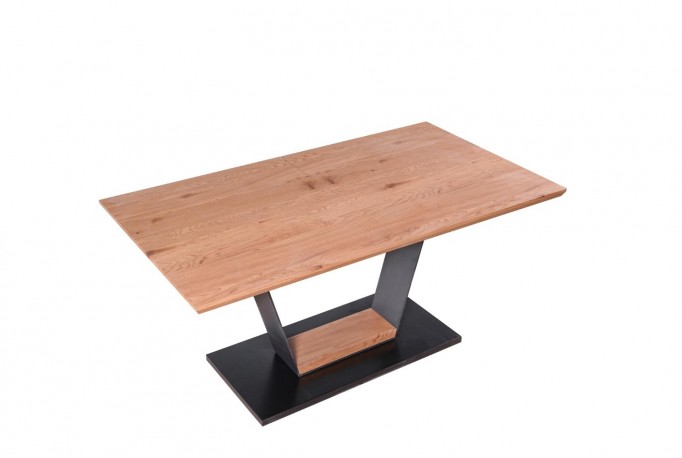 URBANO extendable table, top - golden oak, leg - black / golden oak