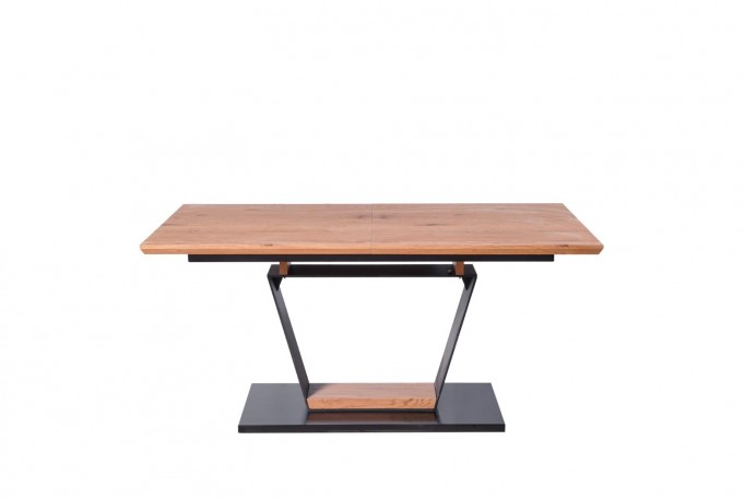 URBANO extendable table, top - golden oak, leg - black / golden oak