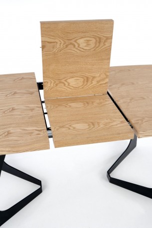 VELDON extending table, top - natural oak, legs - black