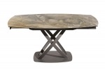 YAZA - 130-190 cm förlängningsbart matbord i taupefärgat marmorutseende