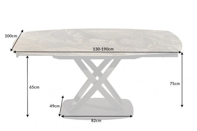 YAZA - 130-190 cm förlängningsbart matbord i taupefärgat marmorutseende