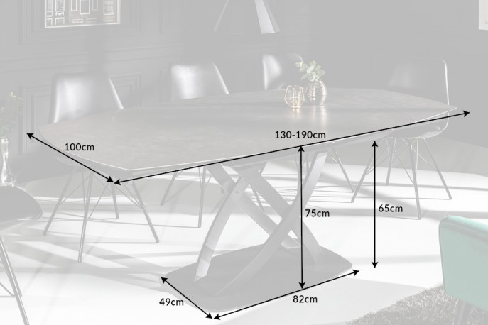 YAZA - 130-190 cm förlängningsbart matbord i antracit
