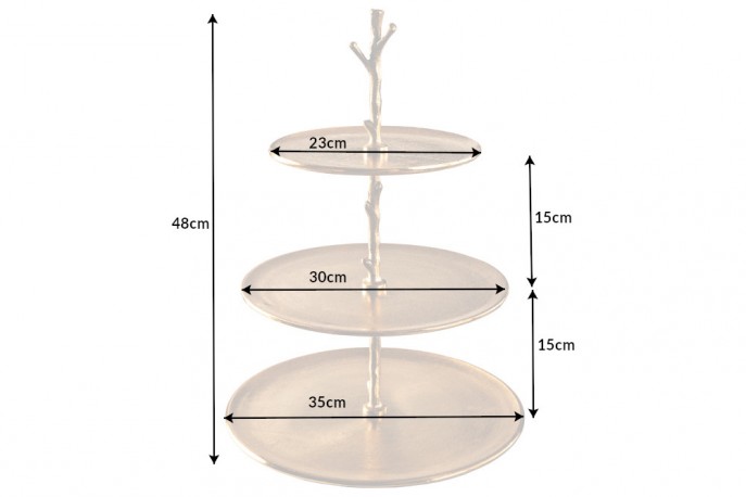 YUNO - 35 x 48 cm kakställ 3 våningar i guld