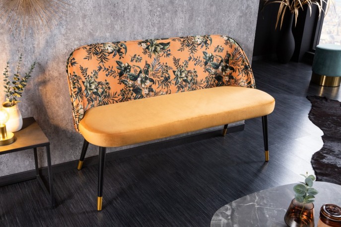 TUSS - 130 cm sittbänk i gult/mönstrad