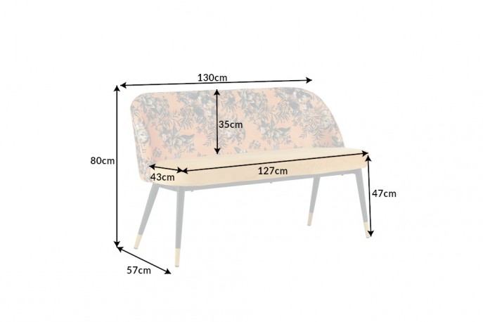TUSS - 130 cm sittbänk i gult/mönstrad