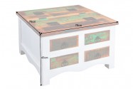SOBRA - 70 cm soffbord i vitt/flerfärgad/mangoträ