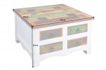 SOBRA - 70 cm soffbord i vitt/flerfärgad/mangoträ