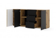 Auris 3D3S chest of drawers 180 cm artisan oak / black matt
