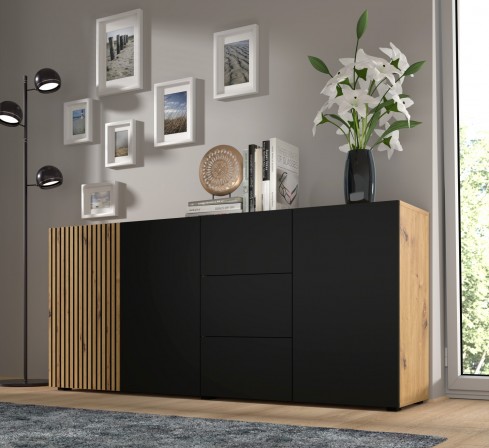 Auris 3D3S chest of drawers 180 cm artisan oak / black matt