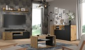 Chest of drawers Auris 4D 180 cm artisan oak / black matt