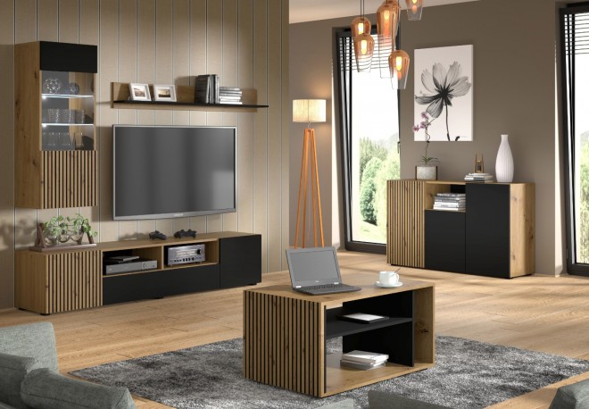 Hanging cabinet Auris 1D 45 cm artisan oak / black mat