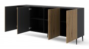 RAVENNA A chest of drawers 200cm 4D black mat / artisan oak