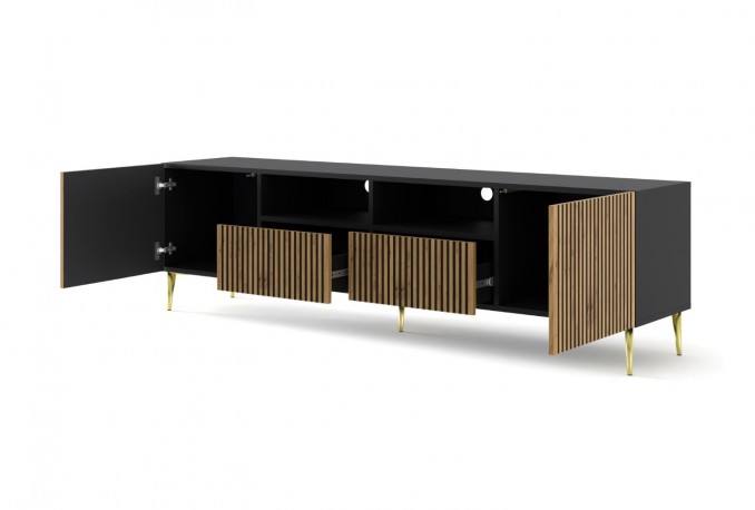 RAVENNA A TV stand 200cm 2D2S black mat / artisan oak
