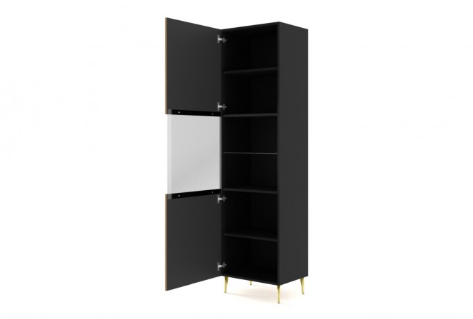 RAVENNA A display cabinet 215cm 2D2S black mat / artisan oak