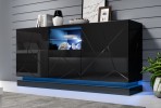 Babylon II - 150 cm skänk/sideboard i svart med LED