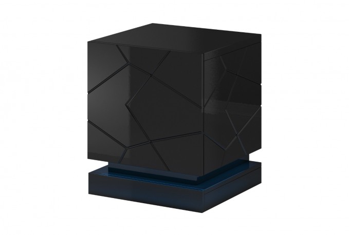 Babylon II - 46 cm set med 2 modern sängbord i svart med LED