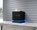 Babylon II - 46 cm set med 2 modern sängbord i svart med LED