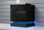 Babylon II - 46 cm set med 2 modern sängbord i svart med LED