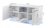 Babylon II - 150 cm skänk/sideboard i svart med LED