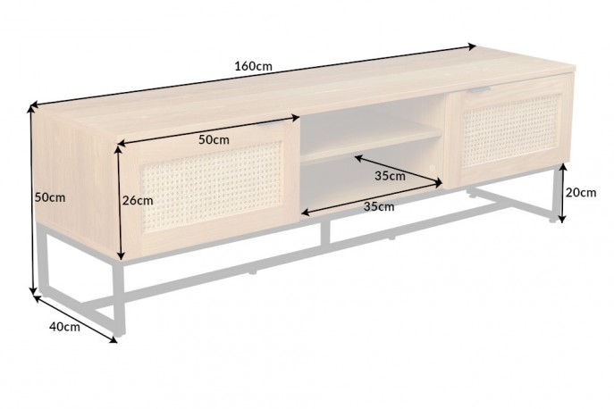 TV lowboard 160 cm Viennese mesh