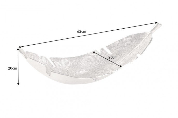 FARRAH - 62 cm dekorationsskål i silvrig lövdesign