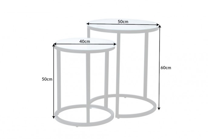 ADMIRA - 2 st. sidobord 40 cm i vitt marmorutseende