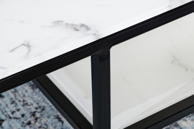 BRADLY - 90 cm soffbord i vitt marmorutseende 2