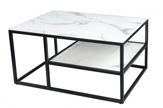 BRADLY - 90 cm soffbord i vitt marmorutseende