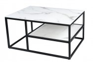 BRADLY - 90 cm soffbord i vitt marmorutseende