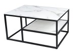 BRADLY - 90 cm soffbord i vitt marmorutseende